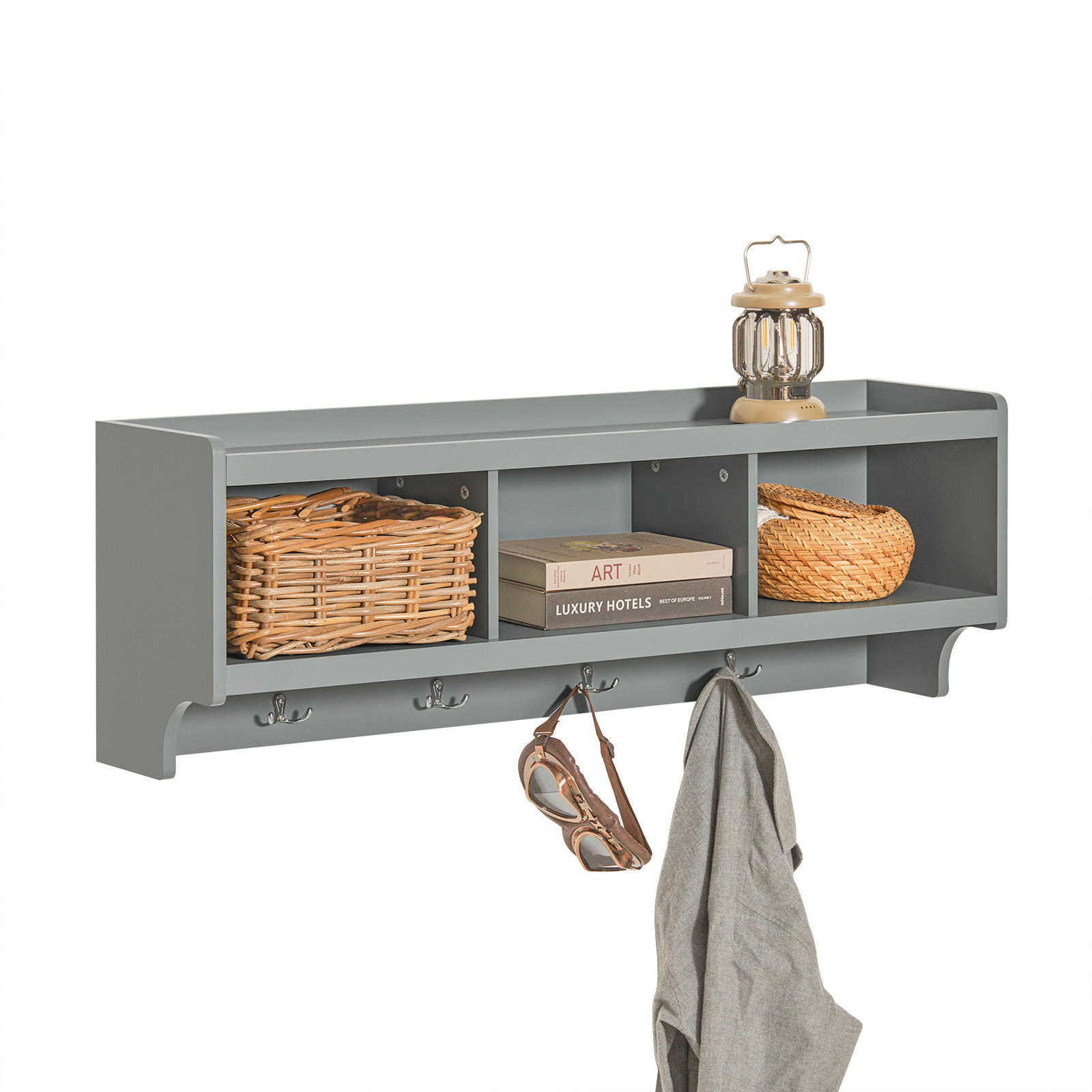 WANDGARDEROBE Grau - Grau, Holzwerkstoff (100/35/25cm) - SoBuy