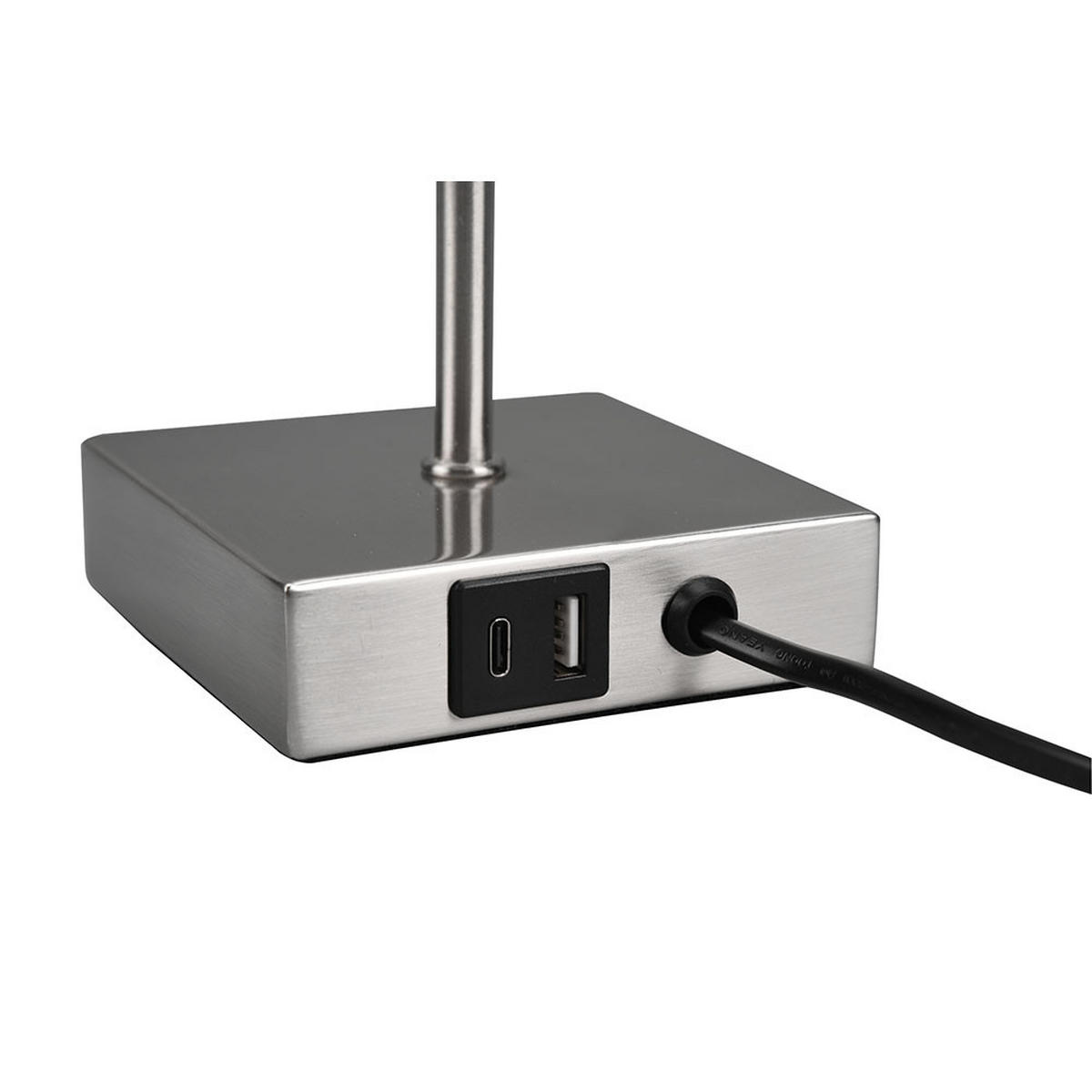 TISCHLEUCHTE Stoff Silber mit USB-Ladefunktion 2x - Silberfarben, Metall (10/10/35cm)