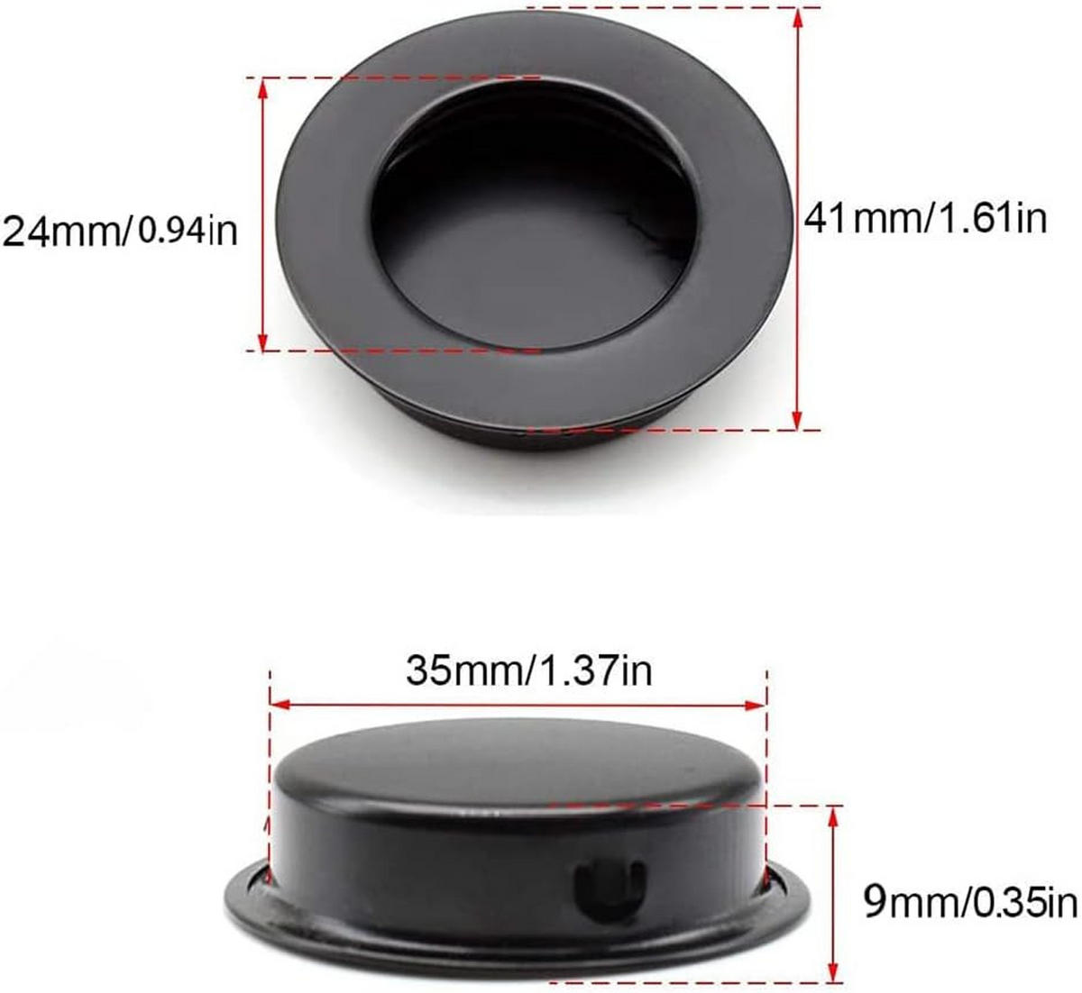 MÖBELGRIFF 6er-Set - Schwarz, Metall (0.41/0.9/0.41cm)