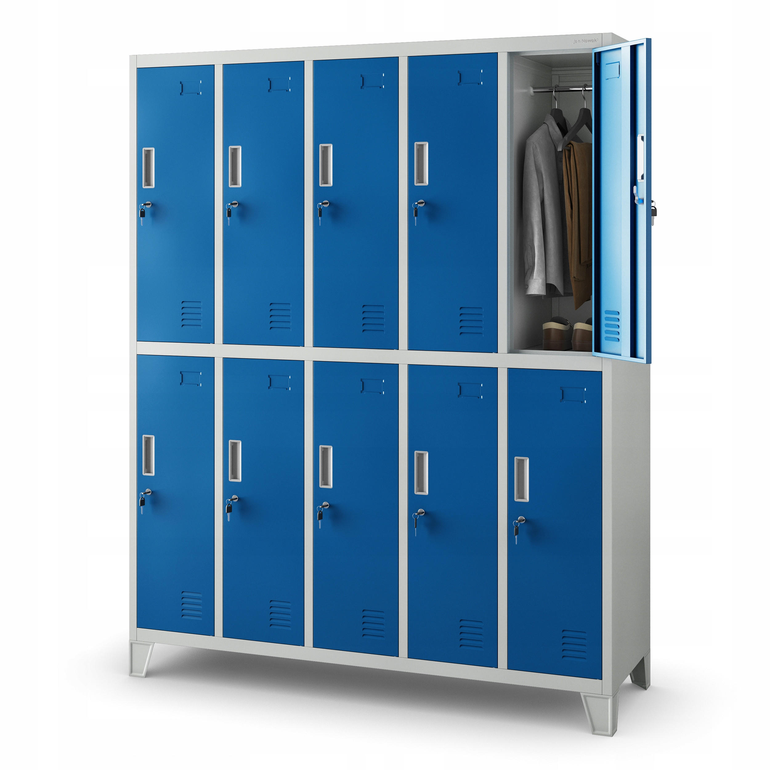 Jan Nowak Schliessfachschrank Grau, Blau 136x172x45 cm