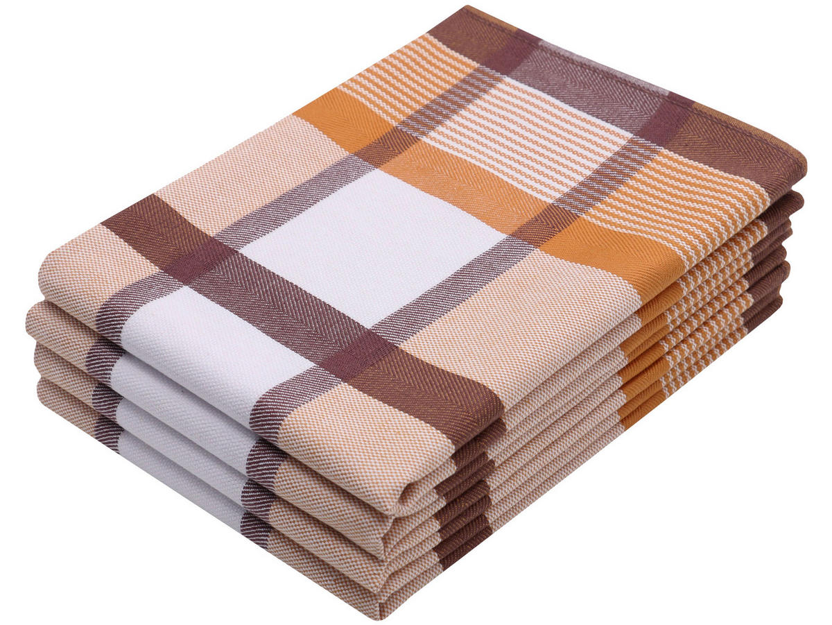GESCHIRRTÜCHER, 4er-Set, 50x70 cm, 100% Baumwolle, Braun - Braun, Textil (50/70cm) - Zollner