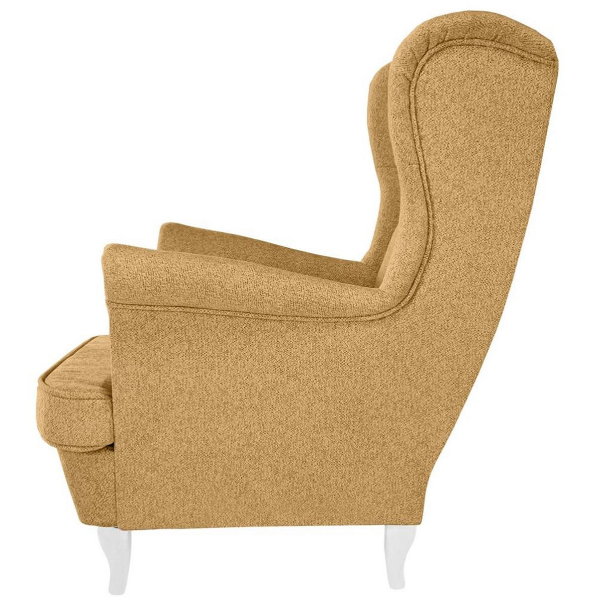 CHESTERFIELD-SESSEL Falco gelb mit Weiß Holzbeinen - Gelb/Weiß, Holz/Textil (82/102/92cm) - Beautysofa