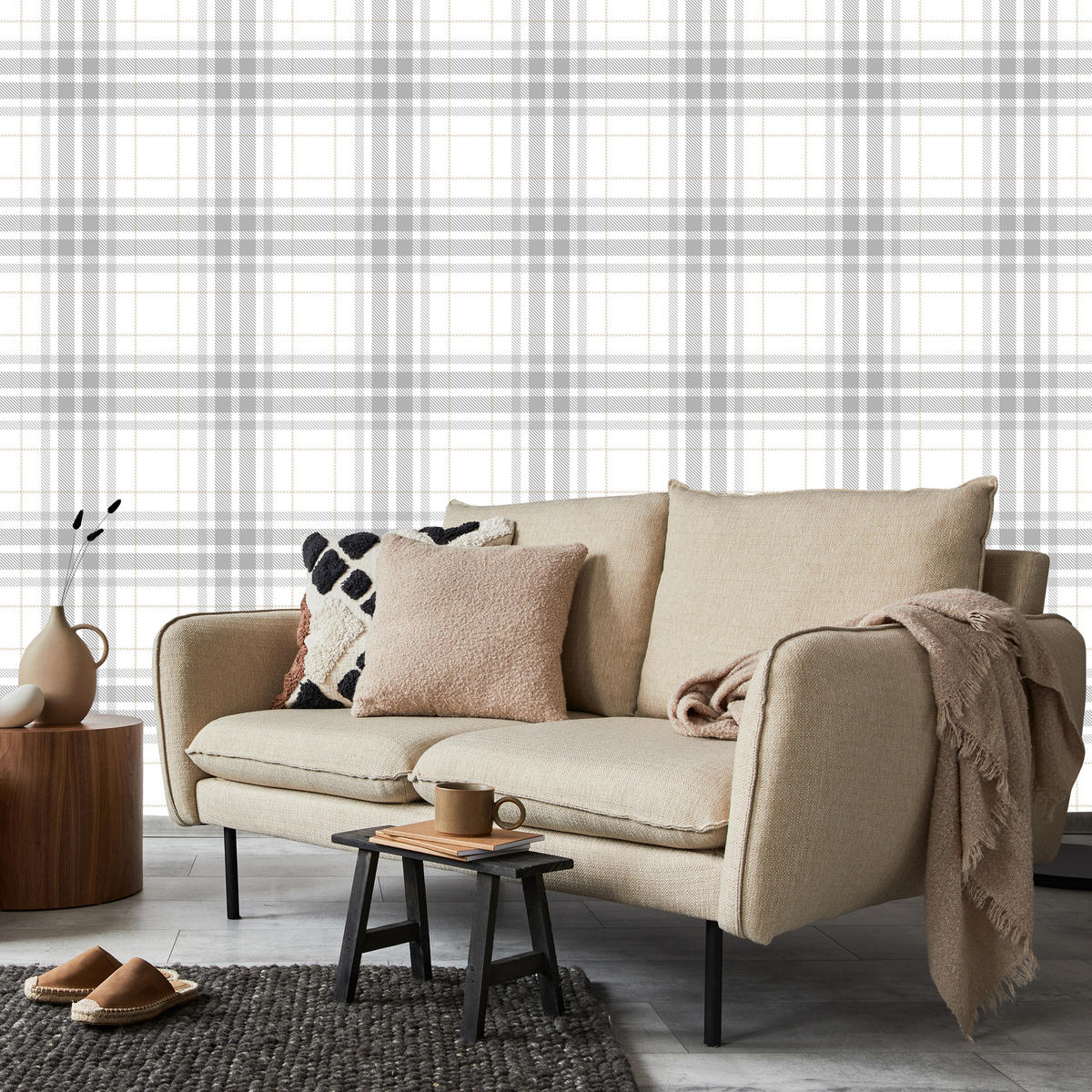 VLIESTAPETE Feines Karomuster – Grau, Weiß – 50x1000 cm - Weiß/Grau, Papier (50/1000cm) - Muralo