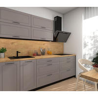 KÜCHENZEILE Kvantum Schwarz / Beige Matt 240 / 51,6 / 207cm (HETTICH Vollauszug) - Beige/Schwarz, Holzwerkstoff/Metall (240/207/51.6cm) - Feldmann-Wohnen