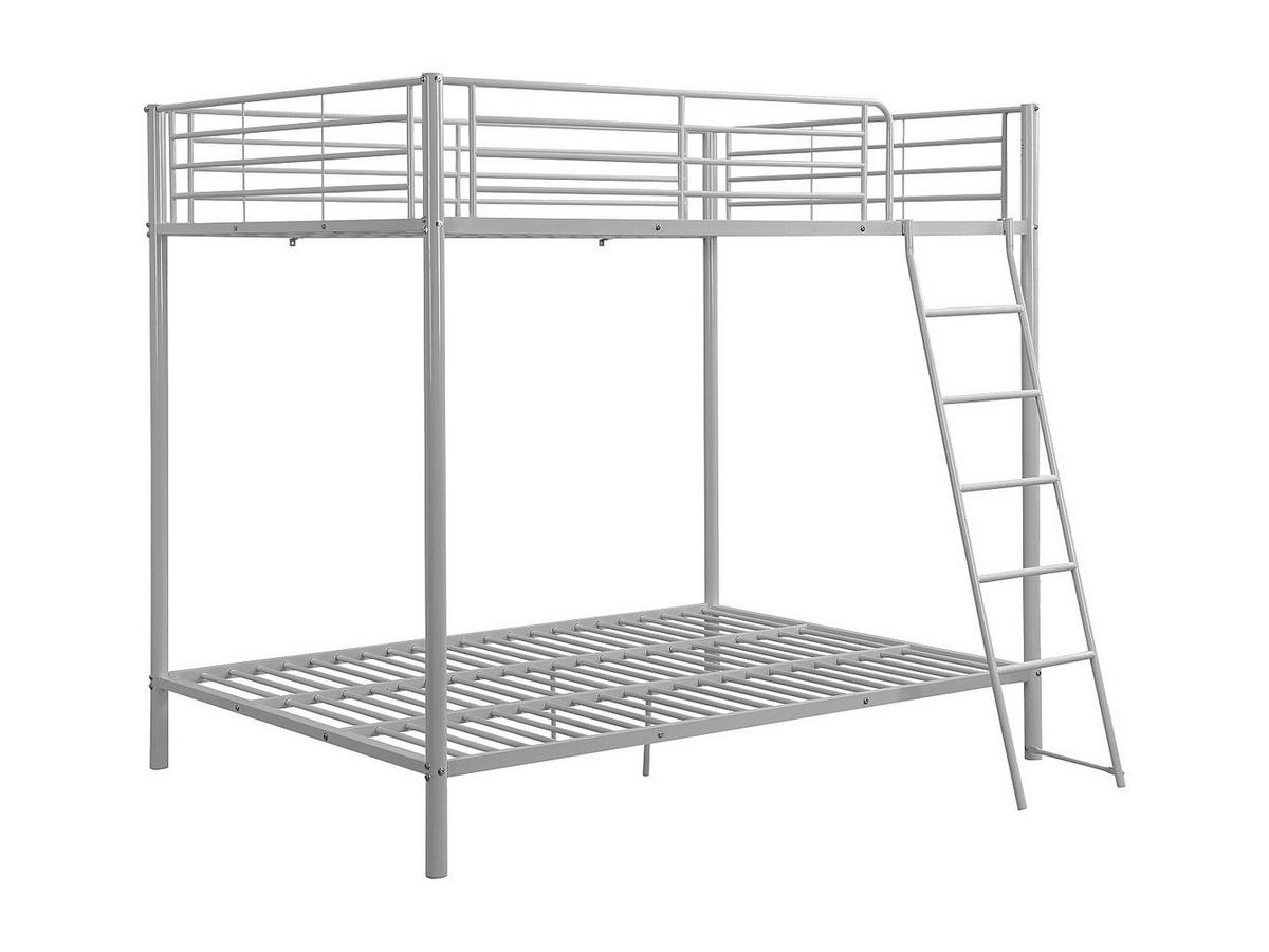 ETAGENBETT + Matratze - 2 x 140 x 190 cm - Silberfarben - GEMINI III - Silberfarben/Weiß, Metall (140/199cm) - Vente-Unique