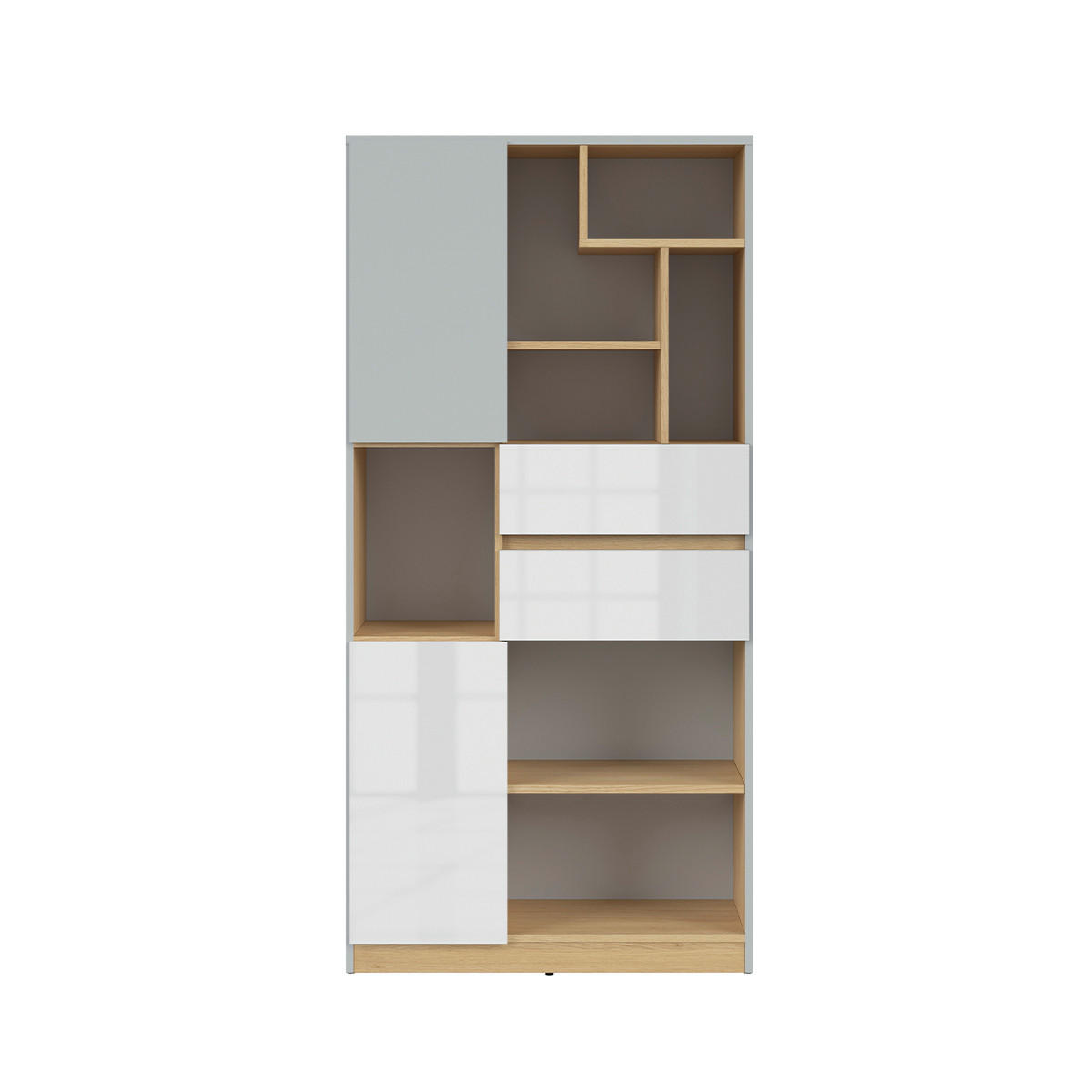 KNIHOVNA Pop Šedá a bílá - bílá, kompozitní dřevo (79.5/164/39cm) - Petits-meubles