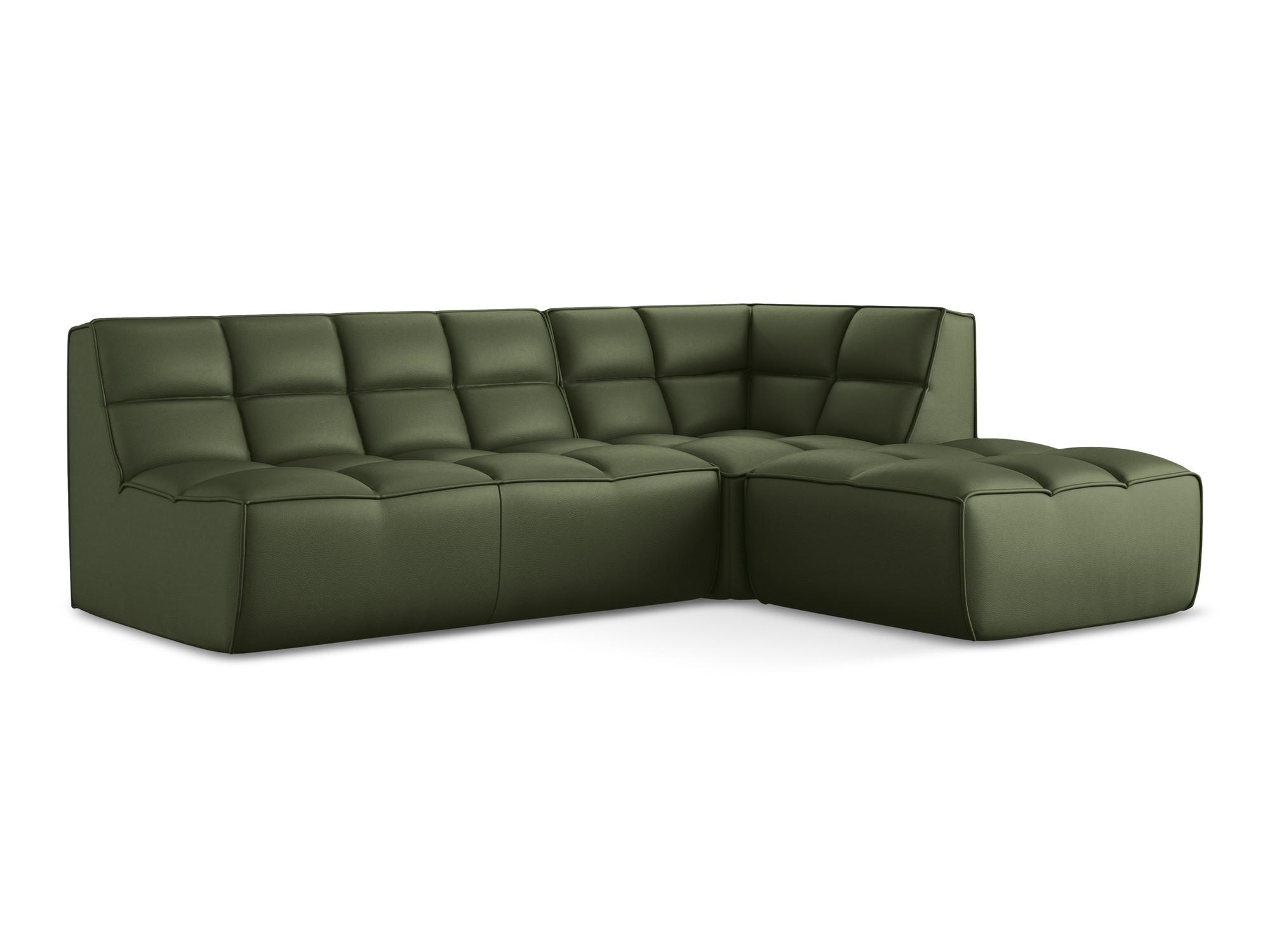 ECKSOFA Beidseitig Kunstleder Grün - Schwarz/Grün, Leder/Kunststoff (258/178cm) - Makamii