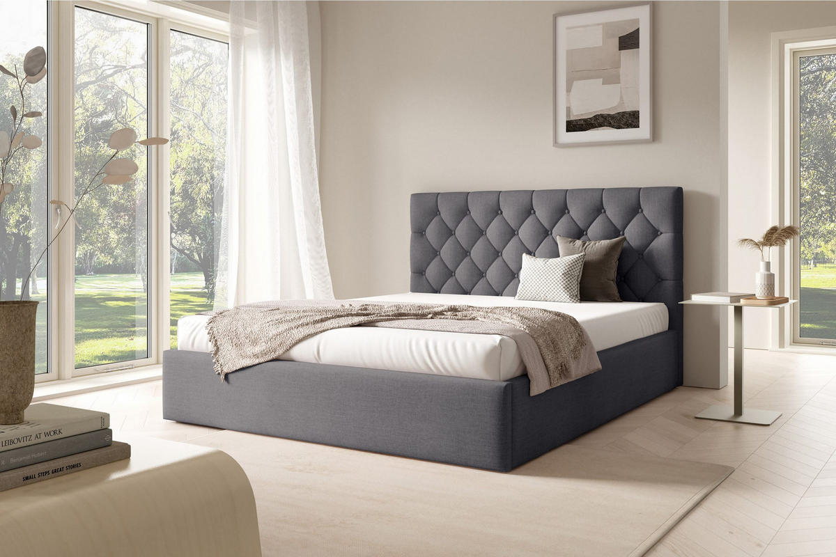 POLSTERBETT BEZA IV - Dunkelgrau - Dunkelgrau, Holz/Textil (180/200cm) - AN-Moebel 4u