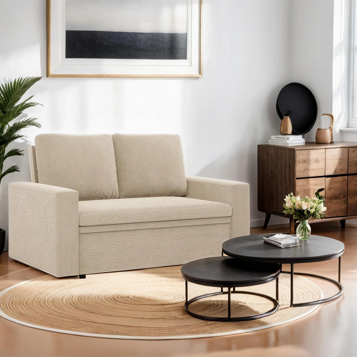 SOFA Neo mit gerader Armlehnen beige - Beige, Textil (148/90/87cm) - SIMKAM Furniture