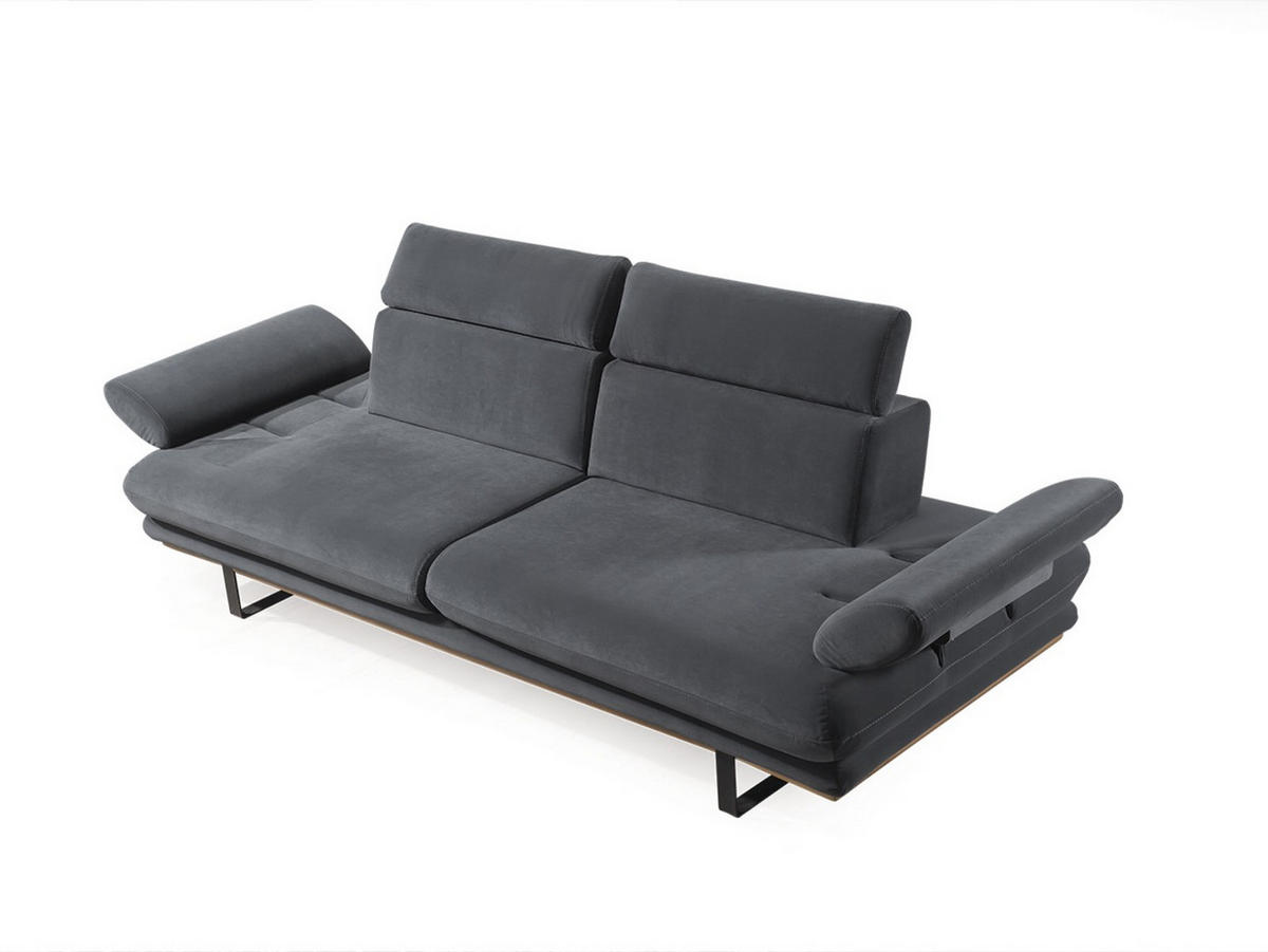 2 Sitzer SOFA Energy Samt Anthrazit - Anthrazit, Textil/Metall (205/80/100cm) - Villa Möbel