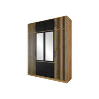 KLEIDERSCHRANK Bali Lux D4 mit Schrankaufsatz - Schwarz/Braun, Holzwerkstoff/Metall (196/245/58cm) - MIRJAN24
