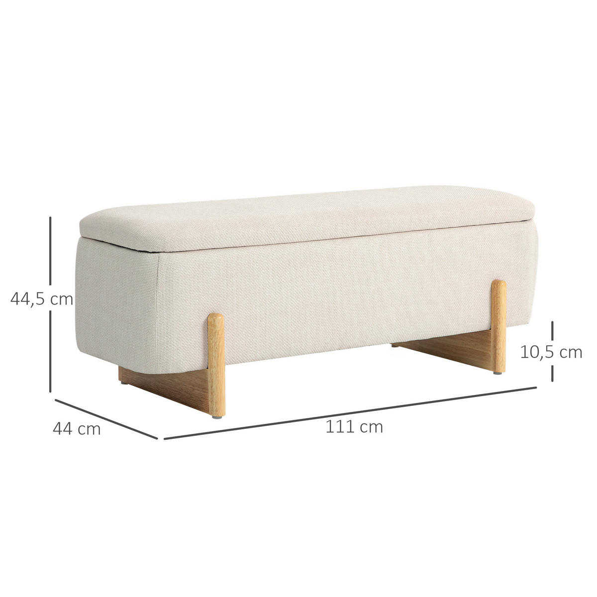 SITZBANK Polsterbank - Beige, Kunststoff (44/44.5/111cm) - HOMCOM