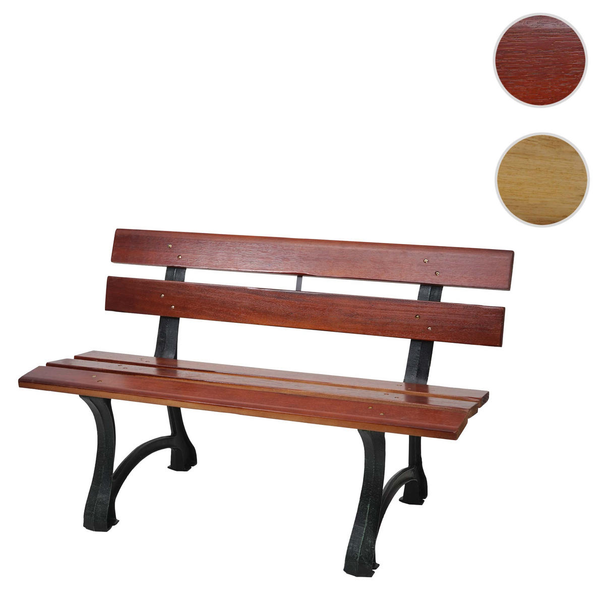 GARTENBANK Schwarz, Teak Dekor - Schwarz/Teakfarben, Holz (170/78/60cm) - MCW