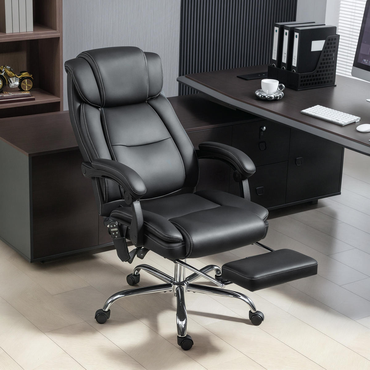 DREHSTUHL DE-05238 Ergonomisch, Massagefunktion & Fußstütze Schwarz - Schwarz, Metall (67/119/72cm) - ComfortXL