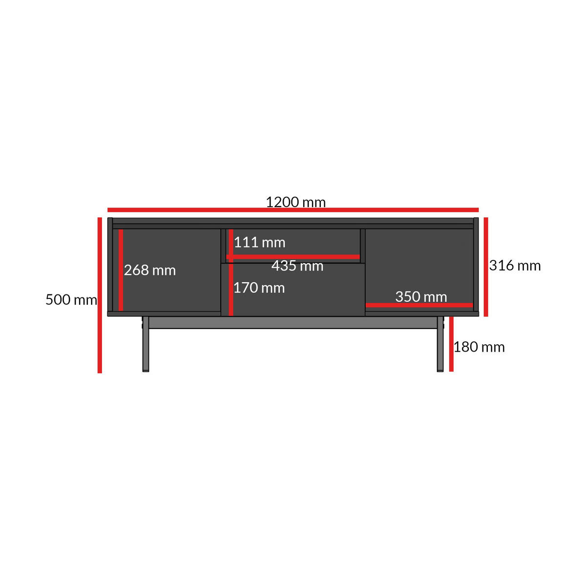 TV-LOWBOARD Noel 120 Kaschmir/ Cremona-Eiche (stehend) - Kaschmir/Eichefarben, Holzwerkstoff/Metall (120/50/42cm) - mzm24