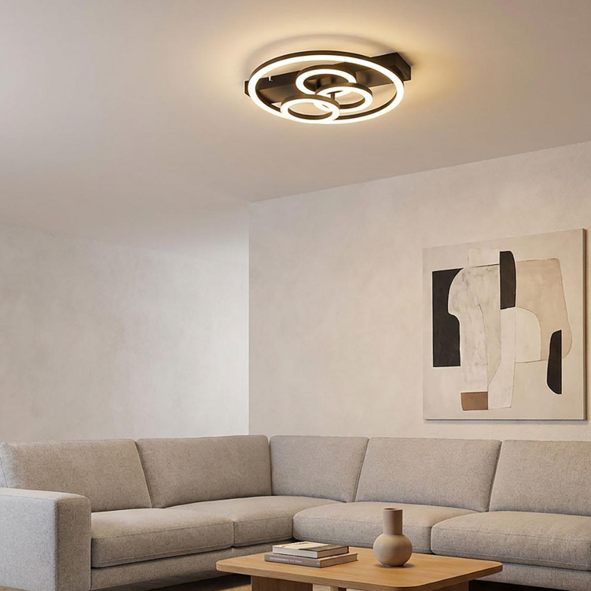 LED DECKENLEUCHTE Metall Schwarz Dimmbar Memory - Schwarz, Metall (35/33/8.8cm) - Globo Lighting