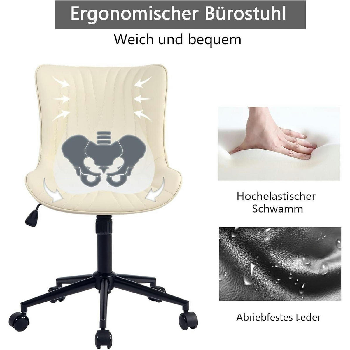 BÜROSTUHL Ergonomisch Beige - Beige, Kunststoff (60/78.5/42.4cm)
