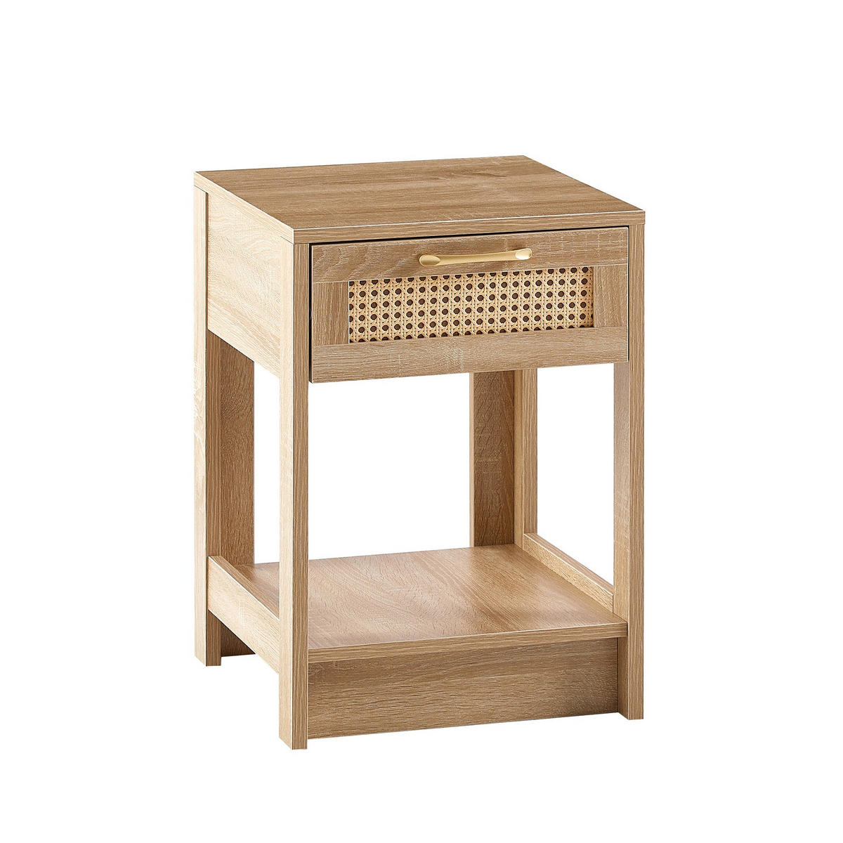 BEISTELLTISCH 40/40/55cm Rattan Nachtisch mit Schublade,Naturfarben - Naturfarben, Holz (40/40/55cm) - LVHOM