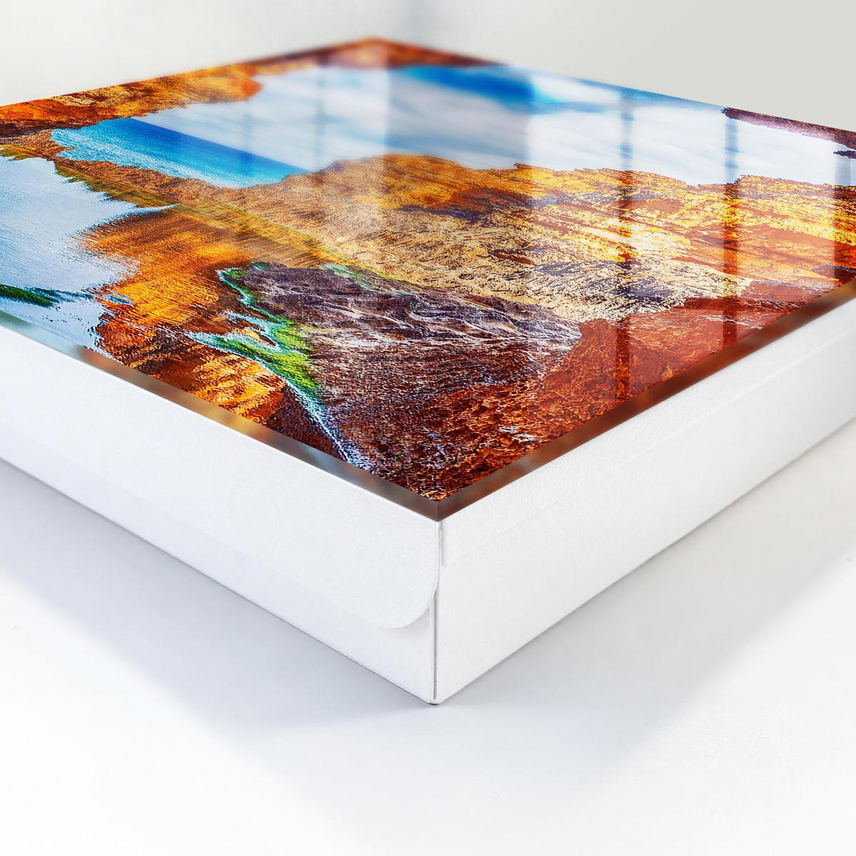 SCHLÜSSELBOX Weiß 30x30 cm – Türöffnung nach rechts - Sonnenküste - Orange, Metall (30/30/5cm) - TULUP