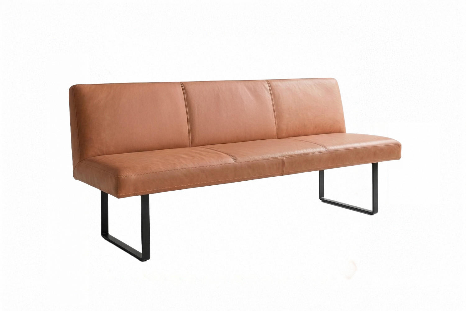 ESSZIMMERBANK ELEEN Braun Leder - Dunkelbraun/Braun, Leder (223/85/69cm) - KAWOLA