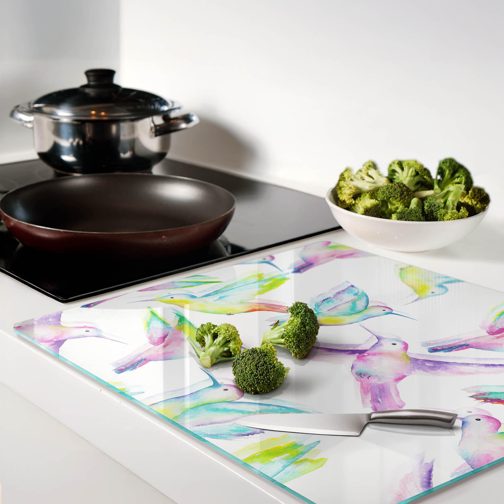 Thumbnail - Tulup Glasplatte, Schwarz, Dunkelgrün, Glas, 60x0.4x52 cm, Küchen, Küchenelektrogeräte, Herde, Herdabdeckplatten