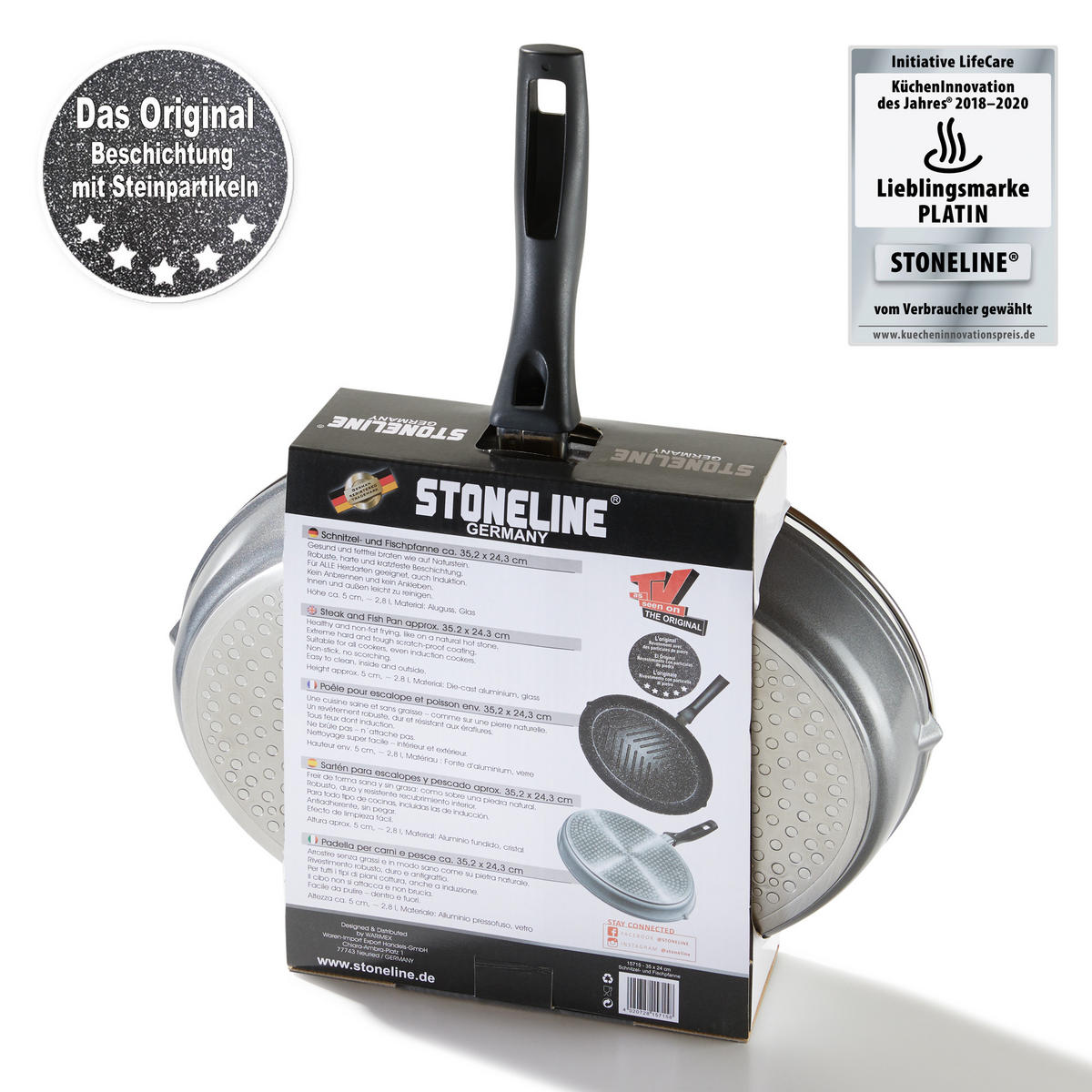 XXL FISCH- UND SCHNITZELPFANNE - Grau, Metall (42.8/24/5cm) - Stoneline