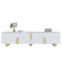 TV-SCHRANK in Weiß und Holzoptik mit 4 Türen und Marmoroptik 180/40/44 cm - Weiß, Holzwerkstoff (180/44/40cm) - Redom