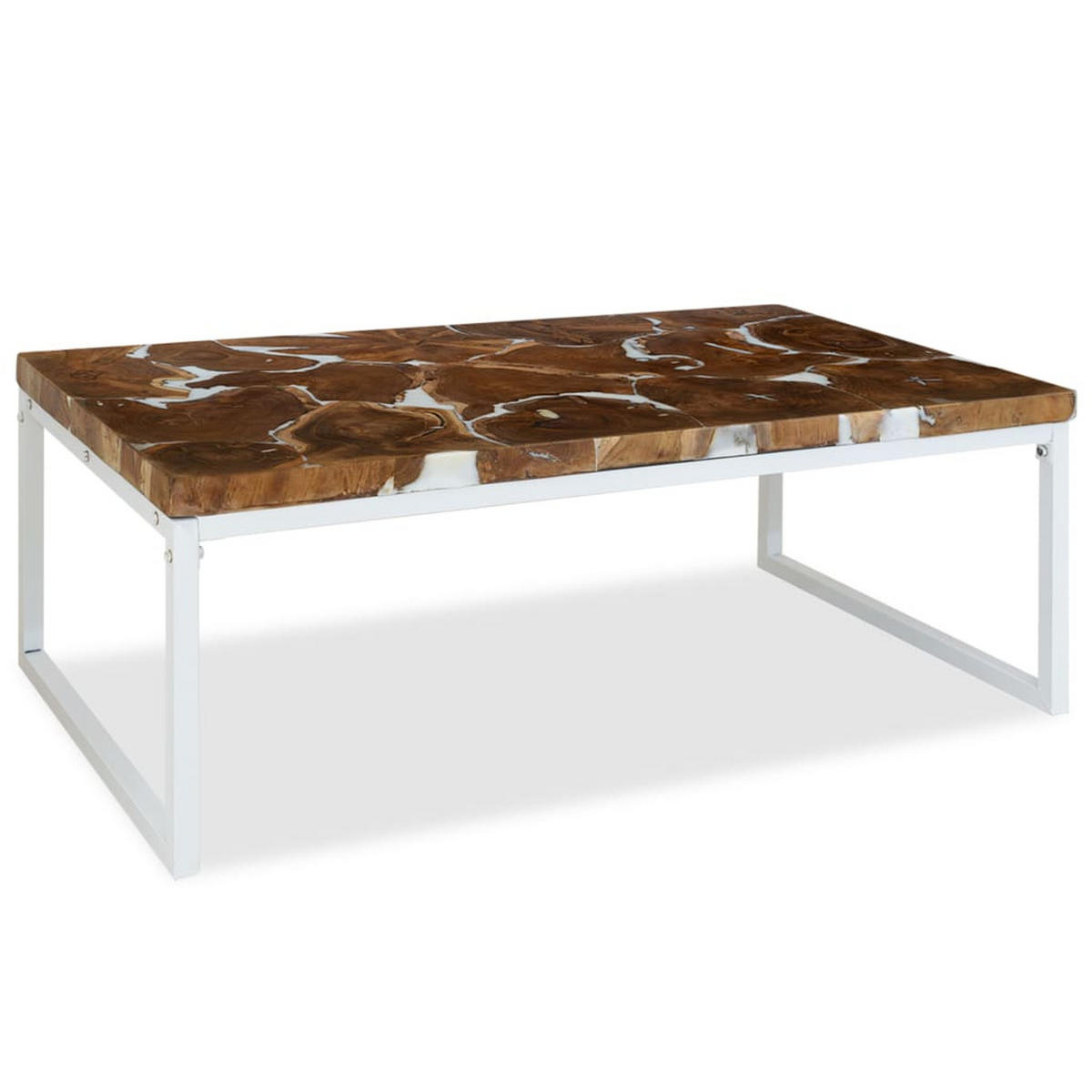 COUCHTISCH Teak Harz 110x60x40 cm - Weiß, Holz (110/60/40cm) - furnicato