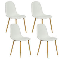 STUHL-SET 4 Stück in Eisen Webstoff Weiß - Eichefarben/Weiß, Holzwerkstoff/Textil (41/85/42cm) - Urban Meuble