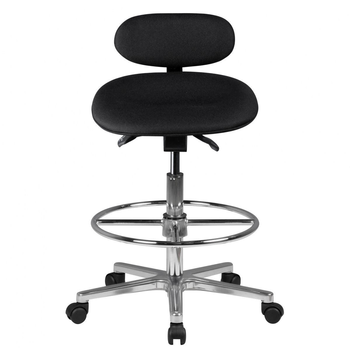 ARBEITSSTUHL Stoffbezug mit höhenverstellbarer Sitzfläche und Rückenlehne, Aluminium-Fußkreuz MODENA - Silberfarben/Schwarz, Textil/Metall (60/114/60cm) - KADIMA DESIGN