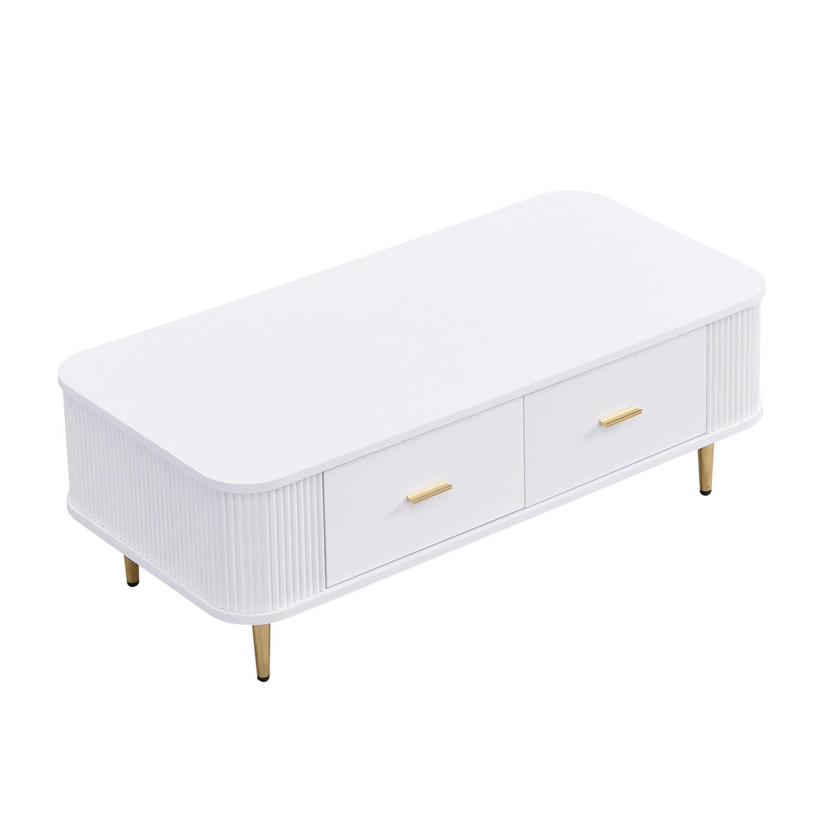 COUCHTISCH mit 4 Schubladen 105 x 51 x 38 cm Weiß Gold - Weiß, Wellpappe (105/51/38cm) - Meubliv