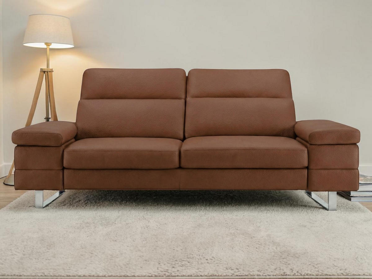 2-SITZER Sofa Virage Echtleder Cognacbraun - Cognac, Leder/Metall (184/75/109cm)