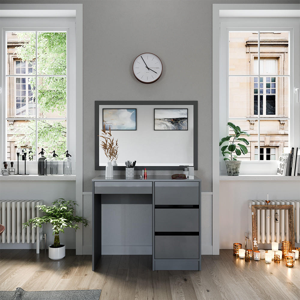 SCHREIBTISCH Sherry Grau 90 cm mit 4 Schubladen - Grau, Holzwerkstoff (40/90/75cm) - Vicco