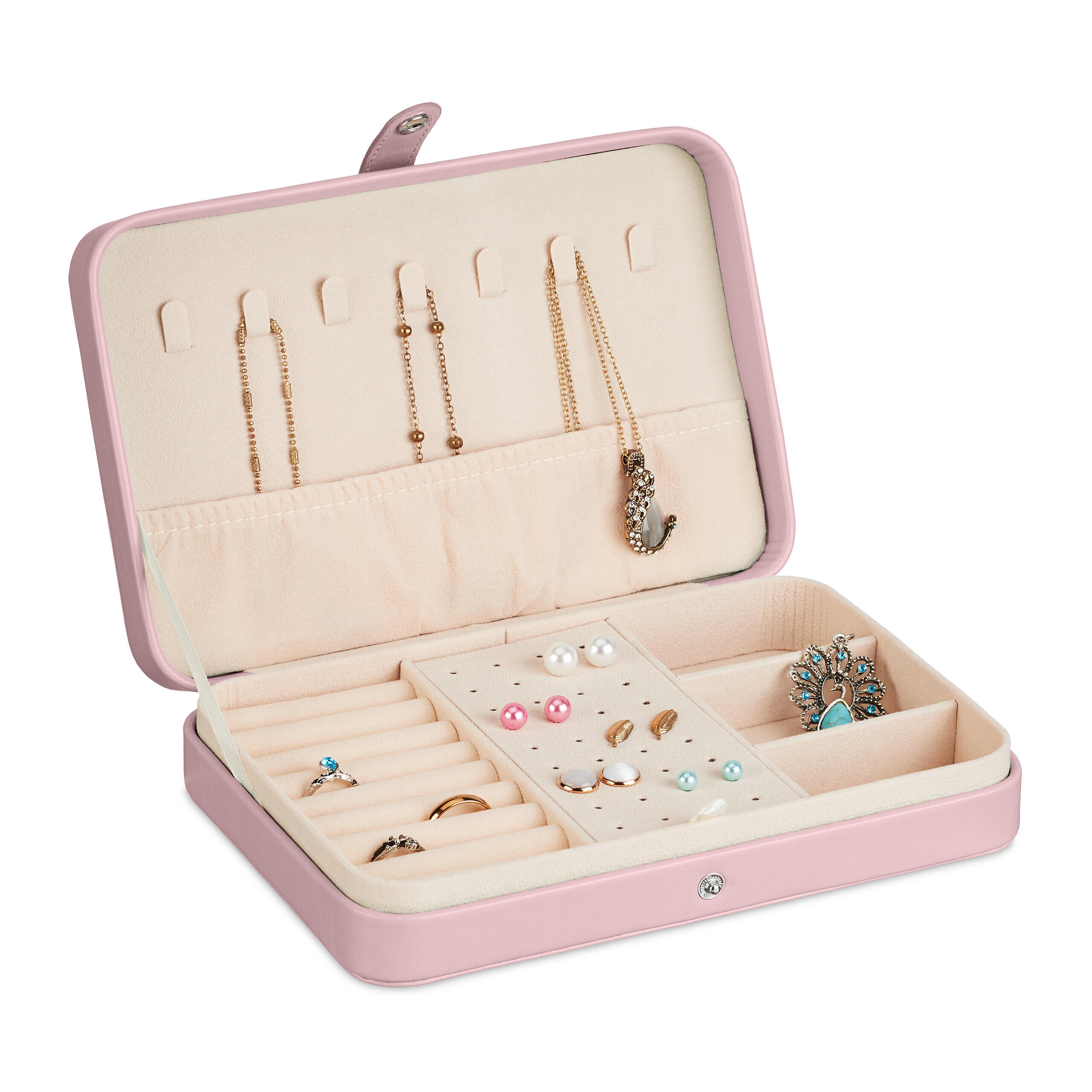 SCHMUCKETUI Pink Reise Lederoptik - Rosa, Holzwerkstoff/Kunststoff (21/4.5/14.5cm) - Relaxdays