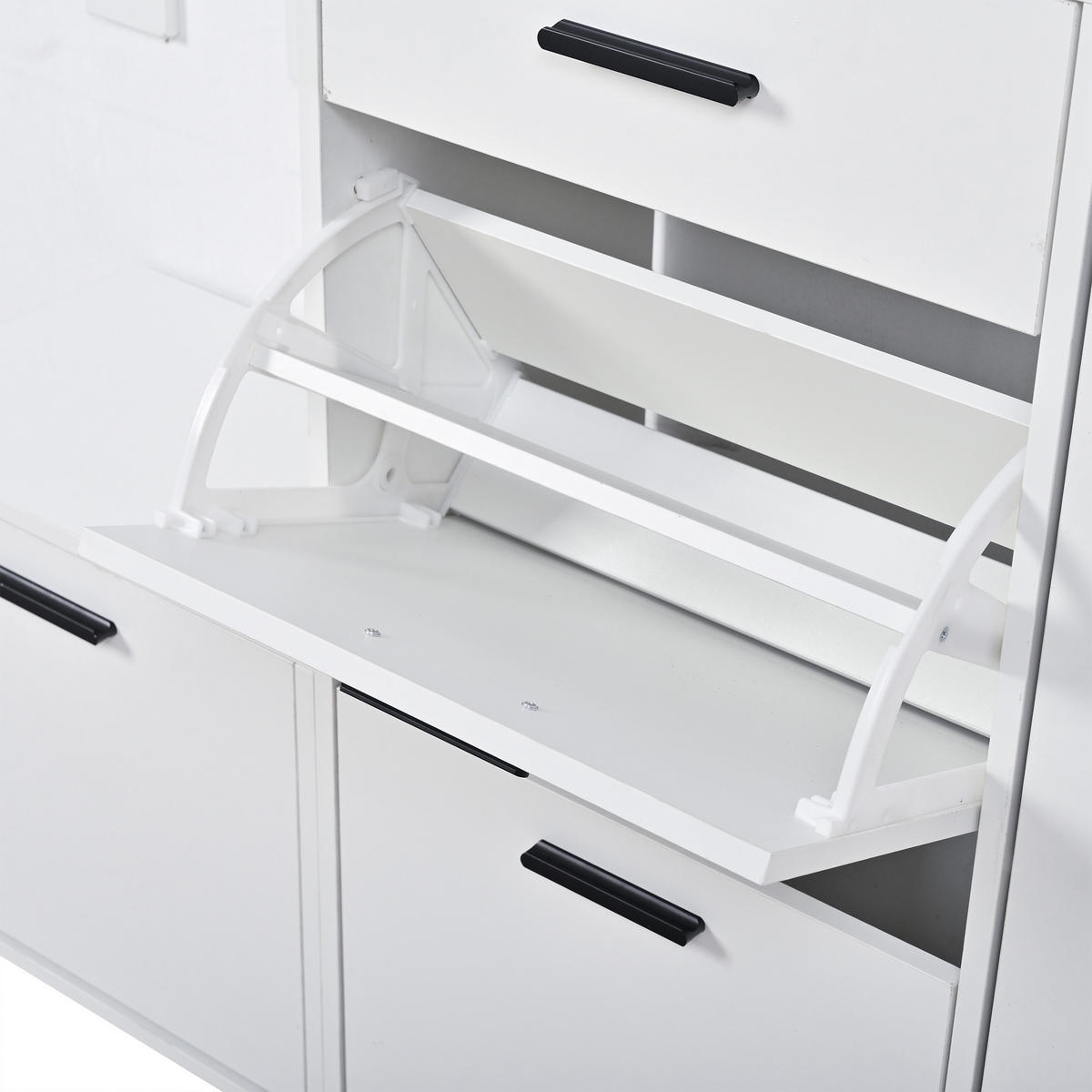 GARDEROBE Schuhschrank Spiegel Haken Wandmontiert Weiß - Weiß, Holzwerkstoff (120/178/30cm) - FLIEKS