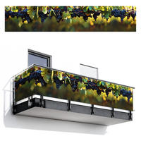 BALKON-SICHTSCHUTZ Trauben - Wein - Natur - Grün - Weinrot, Kunststoff (500/100cm) - MuchoWow