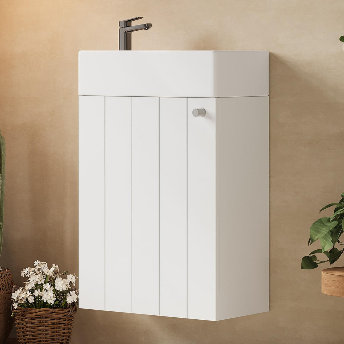 WASCHTISCHKOMBI 41/23/62.5 cm Weiß mit 1 Schranktür und Soft-Close-Mechanismus, ohne Wasserhahn - Weiß, Holz/Holzwerkstoff (23/62.5/41cm) - Oxeza