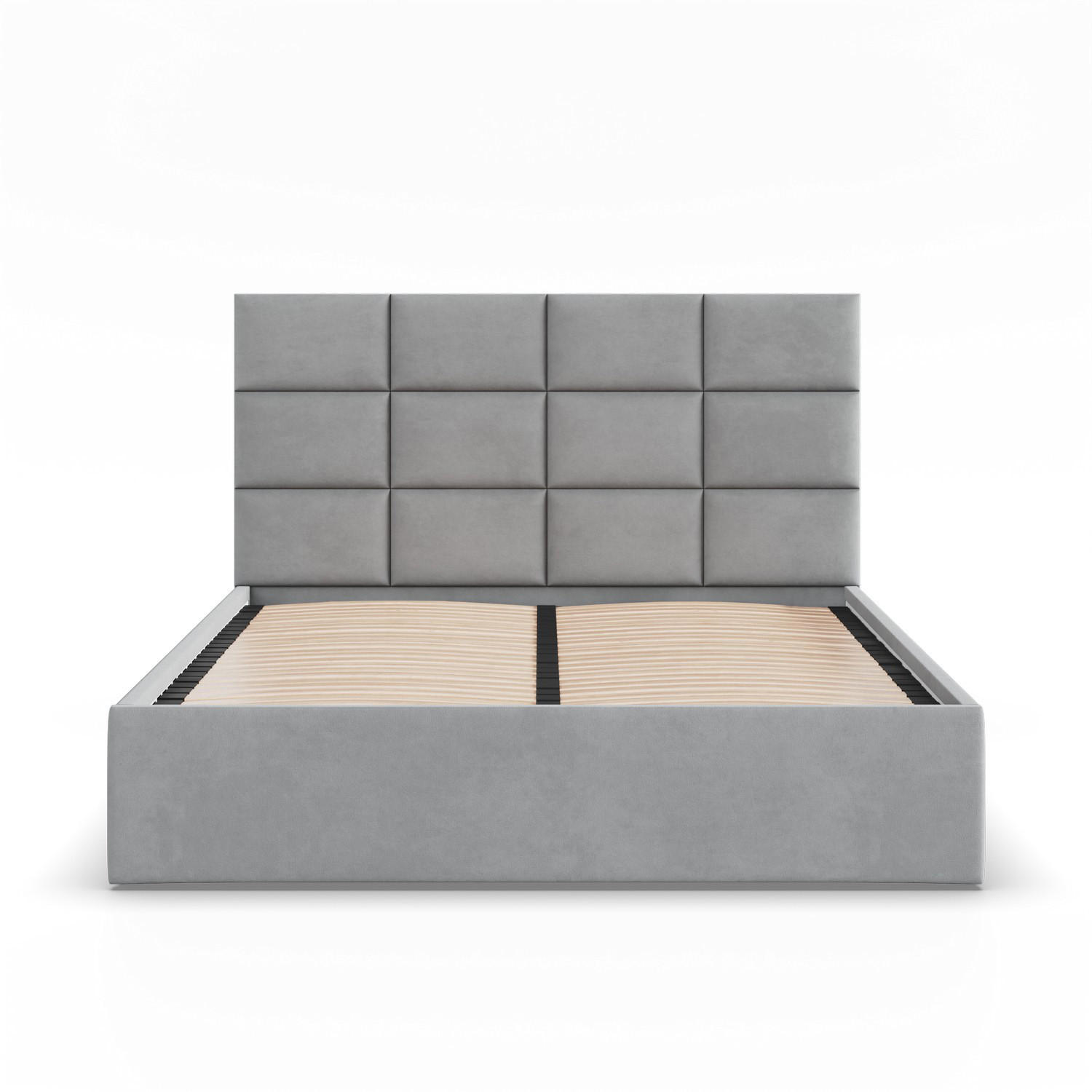 POLSTERBETT MIT KOPFTEIL 140x200 ohne Bettkasten YORK, Grau - Grau, Textil (140/200cm) - Mebligo