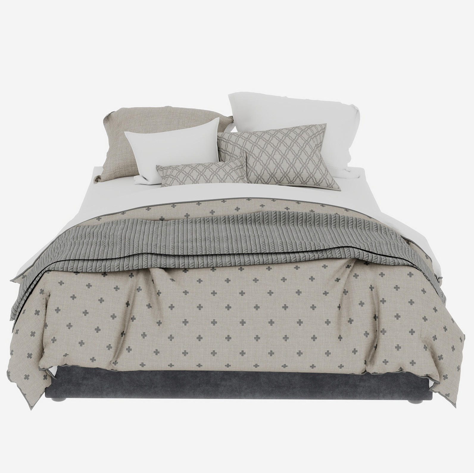 ČALOUNĚNÁ postel 140/200 cm s vysokým čelem a úložným prostorem pod lůžkem, Šedá - šedá, textil (140/200cm) - Redom