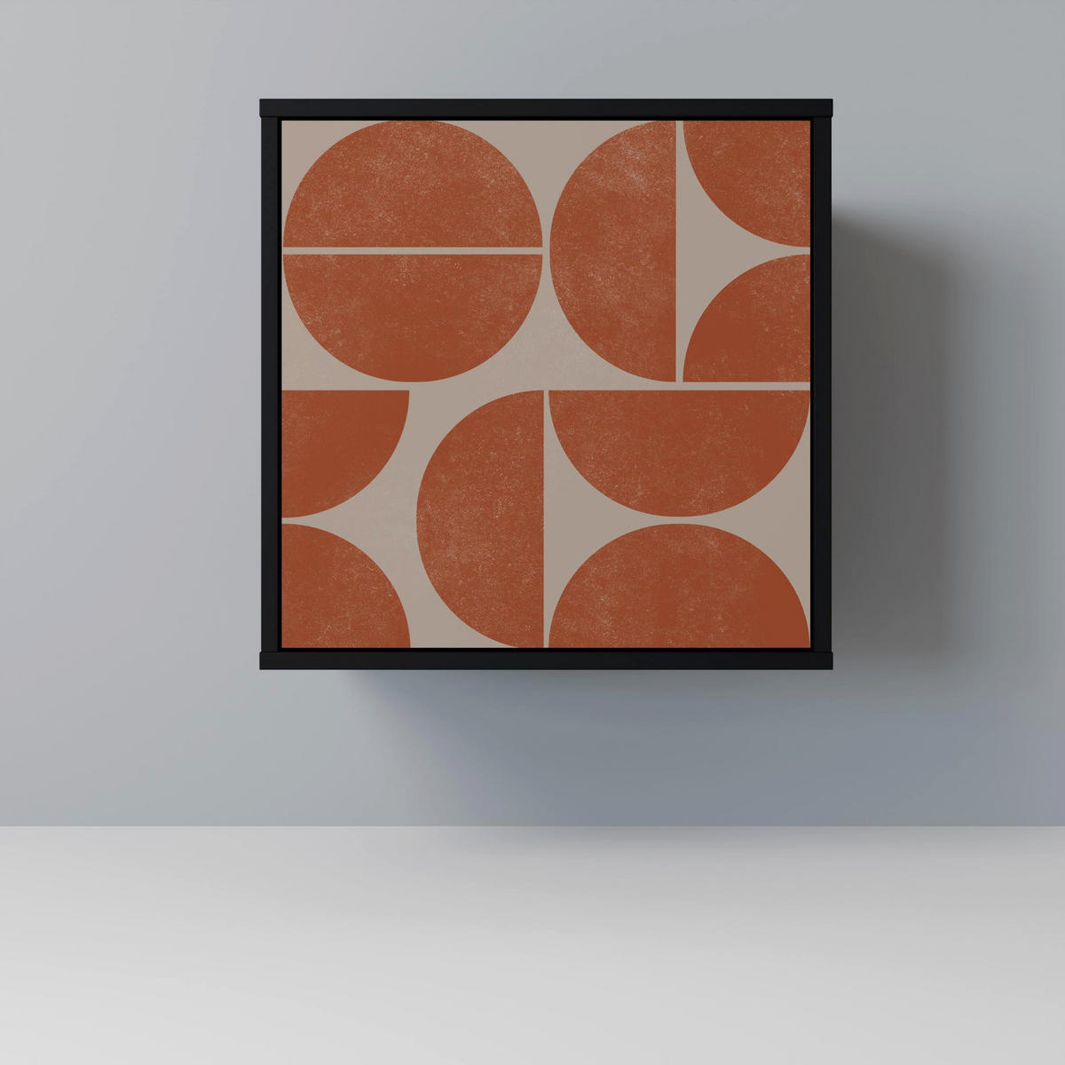 SIDEBOARD REPETITION COMPULSION, Schwarz, 57,5x42x72,5 cm, Schwarze Metallfüße - Multicolor/Schwarz, Holzwerkstoff/Metall (57.5/72.5/42cm) - SpaceRebels