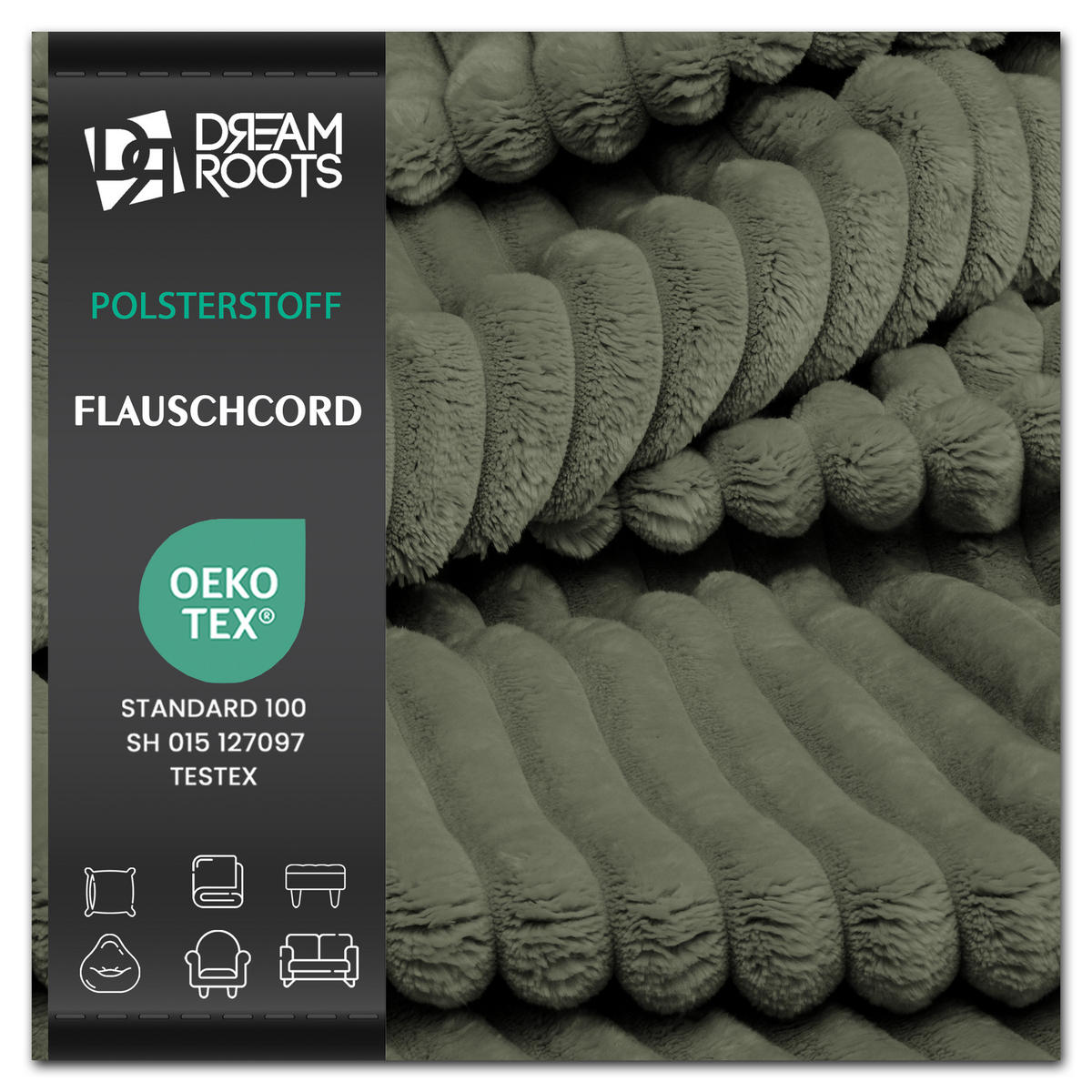 CORDSTOFF Tilia Grün – Breitcord 2,5 cm, 420 g/m², 140 cm breit, extraweich & robust, OEKO-TEX zertifiziert - Grün, Textil (140/100cm) - Dreamroots