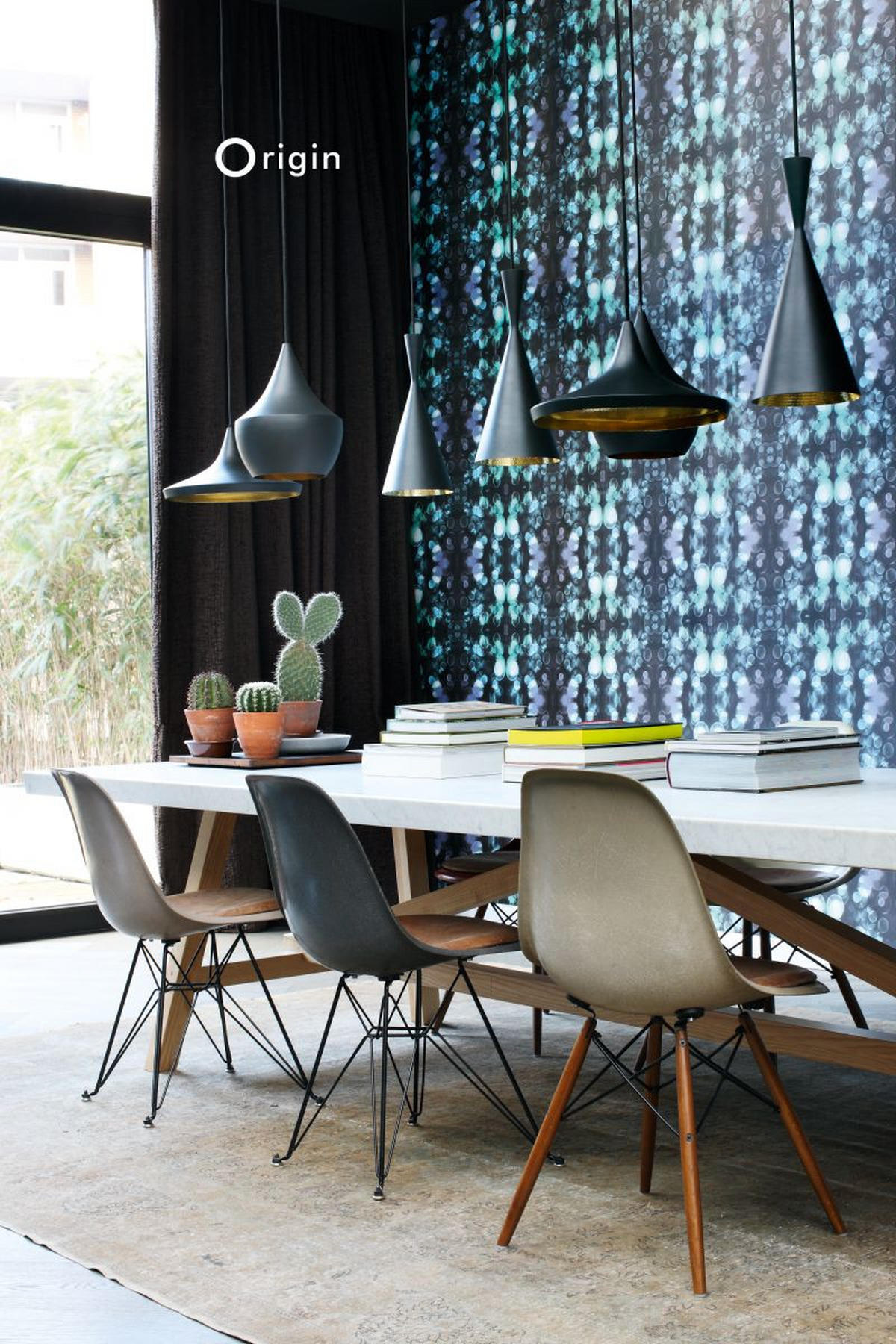 TAPETE Kaleidoskopmuster 53 cm x 10.05 m - Blau, Papier (53/1000cm) - Origin Wallcoverings