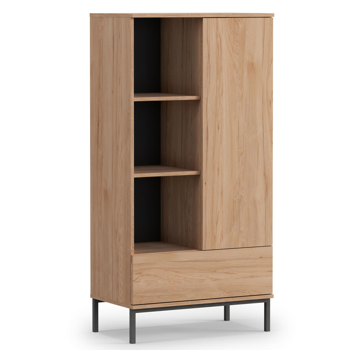 WOHNWAND Queba 1 Hikora 240/190/60 cm Funktional Modern - Hellbraun, Holzwerkstoff/Kunststoff (240/190/60cm) - AX Living