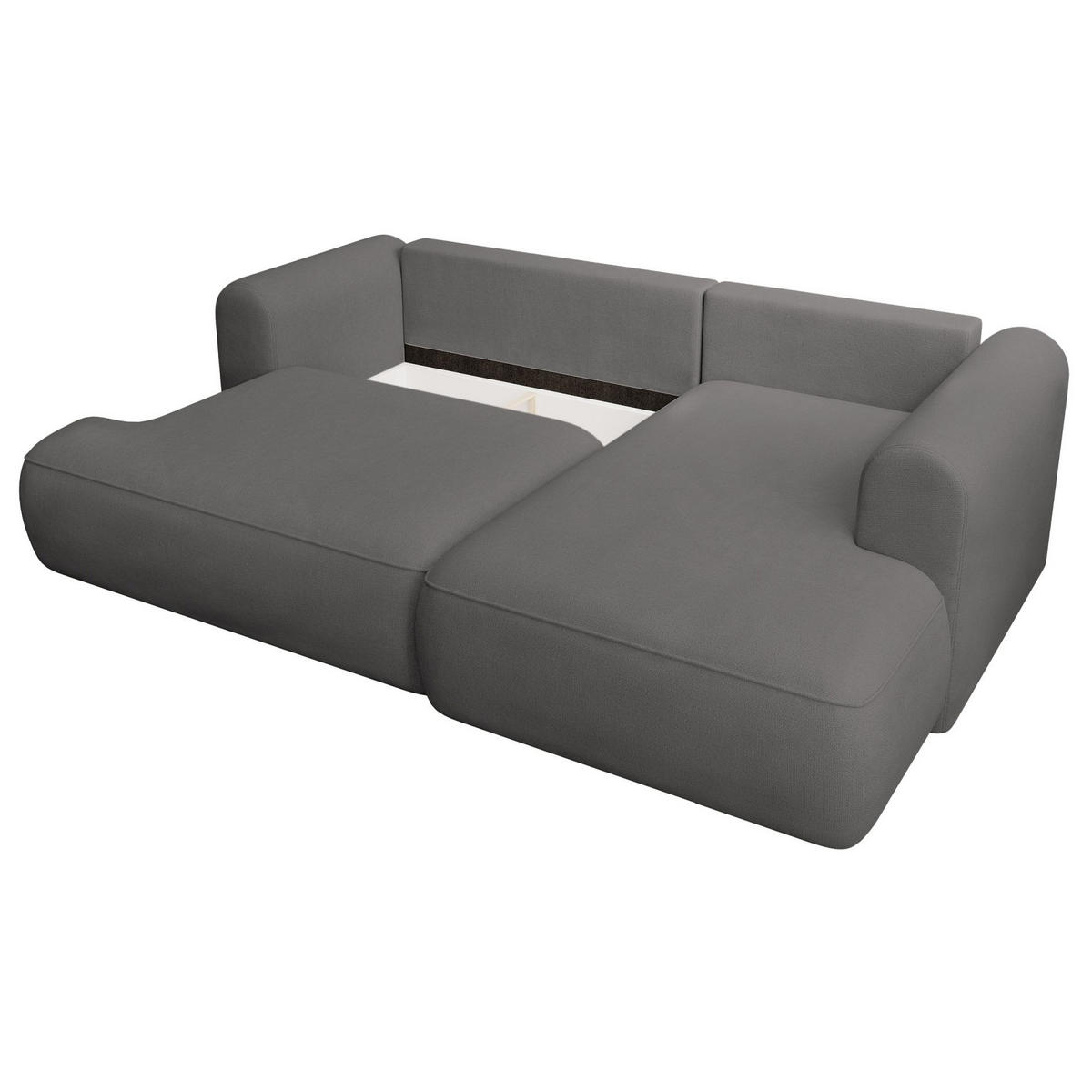 ECKSCHLAFSOFA Ovo Mini Dunkelgrau Easy-Clean-Chenille-Bezug - Dunkelgrau/Schwarz, Kunststoff/Textil (238/156cm) - Selsey