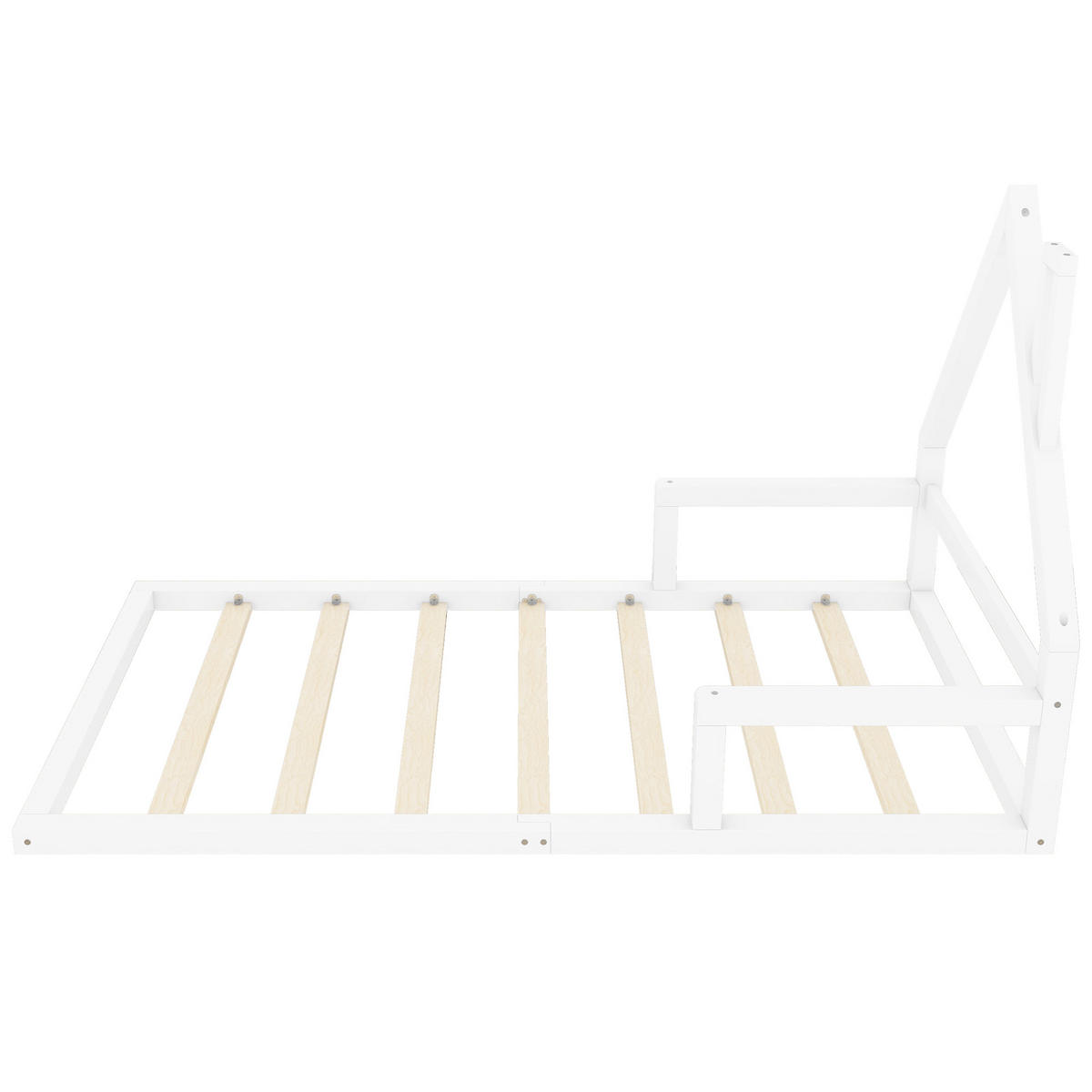 KINDERBETT 90x200cm Weiß Kiefer Flachbett Hausform - Weiß, Holz (90/200cm) - FLIEKS