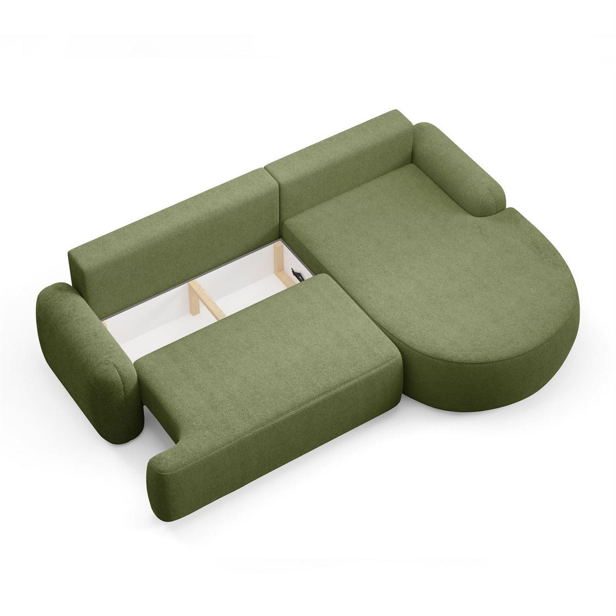 ECKSOFA CLEO mit Schlaffunktion Version Rechte QUELLE 38 - Grün, Kunststoff (264/172cm) - Lookway