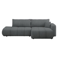 ECKSOFA Furyn O Boucle, Seite: Rechts - Dunkelgrau/Schwarz, Holzwerkstoff/Kunststoff (262/145cm) - MIRJAN24