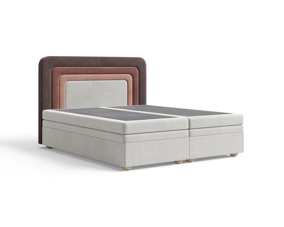BOXBETT - Bett 10 NEST - Riviera - 140x200 cm - Modernes Polsterbett mit Bettkasten - Naturfarben, Holz (140/200cm) - ROYAL24_MARKT