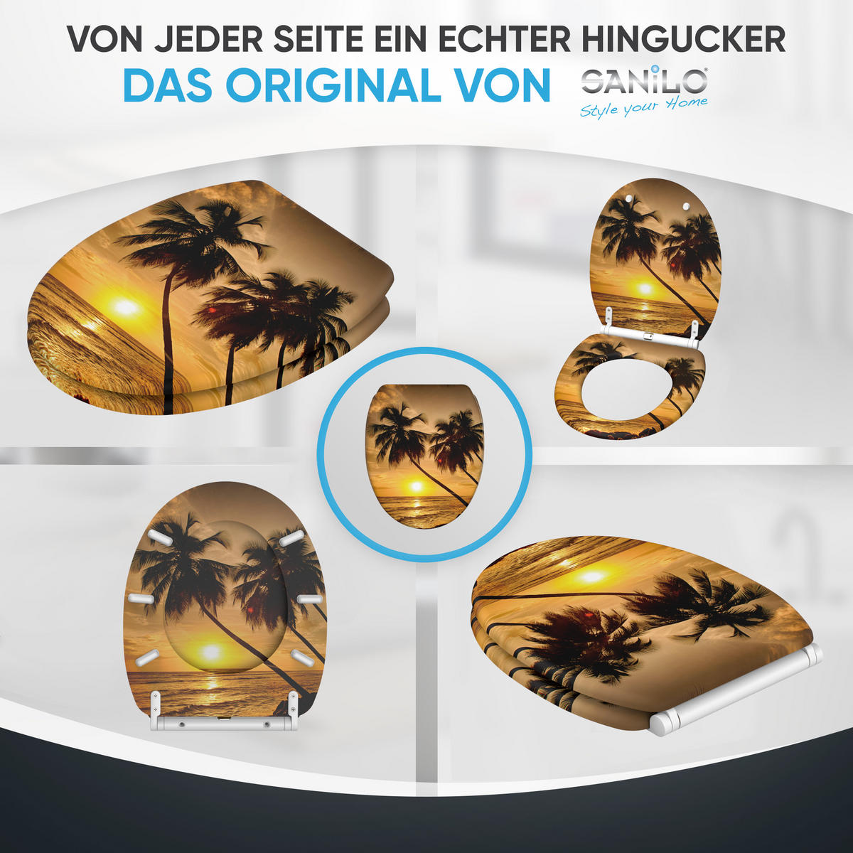 WC-SITZ mit Absenkautomatik & Top Fix Summer - Orange, Holzwerkstoff (37.7/5.5/48cm) - Sanilo