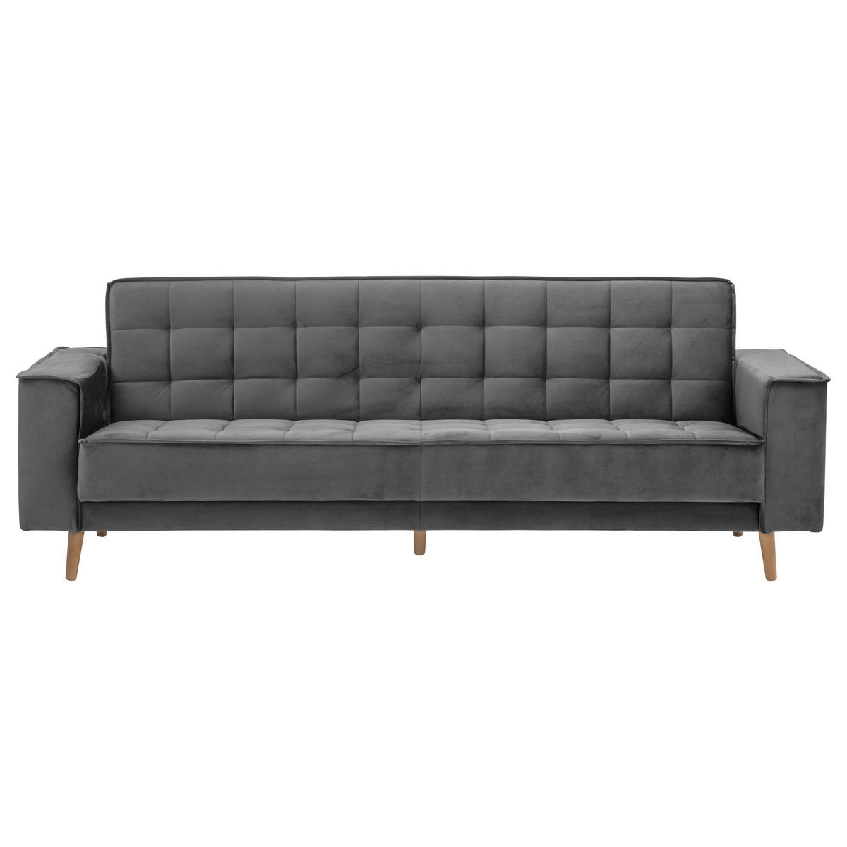 SOFA 3-Sitzer mit Bettfunktion Kavindra Samtvelours anthrazit - Anthrazit, Kunststoff (78/84/240cm) - 58aufmkessel